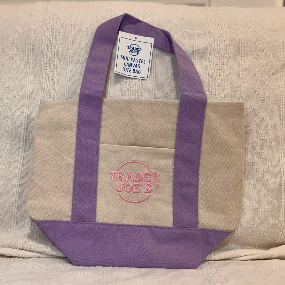 Trader Joe's Mini Canvas Tote in Lavender Accents